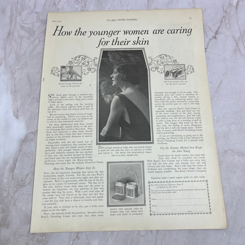 Pond's Skin Cream Pond's Extract Company New York 1924 Magazine Ad FL6-11